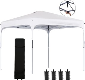 Outsunny Tonelă de grădină 2,5 x 2,5 m barnum pliabil Pop-up înălțime reglabilă pe 4 nivele material Oxford anti UV50+ cadru din oțel sac de transport inclus alb | Aosom Romania