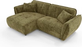 Colțar verde cu tapițerie din chenille (cu colț pe partea stângă/cu șezlong) Nelia – Ropez