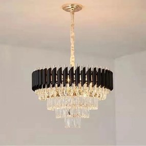 Candelabru Cristal, Raven 40cm Negru cu Auriu