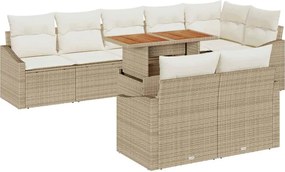 vidaXL Set de canapele pentru grădină 9 pcs Bej Rattan poli