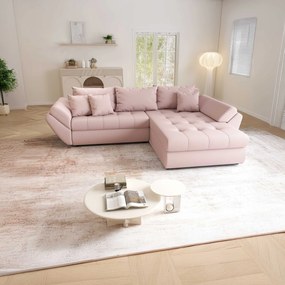 Colțar extensibil dumonde cu ladă de depozitare si sezut confortabil din spuma high-density, Loana Enjoy Flamingo II 270x185 cm