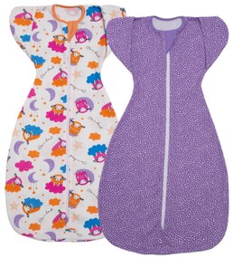 Set 2 sisteme de infasat transformabile in sac de dormit, 1-6 luni Kidizi Swaddel Confort UP Colors, 100% bumbac, 0.5 tog