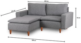 Canapea de colț Lungo Mini - Light Grey