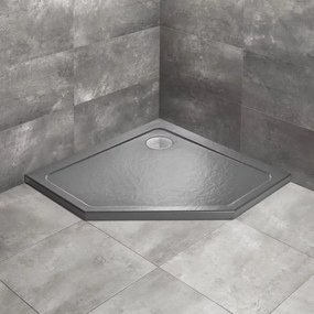 Cadita dus pentagonala Radaway Doros PT Stone 80x80 cm acril antracit