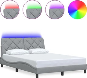 vidaXL Cadru de pat cu LED fără saltea Gri deschis 140x190 cm Material
