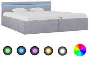 285610 vidaXL Cadru pat hidraulic cu ladă LED gri deschis 160x200 cm, textil