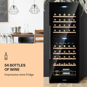 Klarstein Barossa 54 Duo, Frigider pentru vin, 2 zone, 148 litri, 54 sticle cu ecran tactil