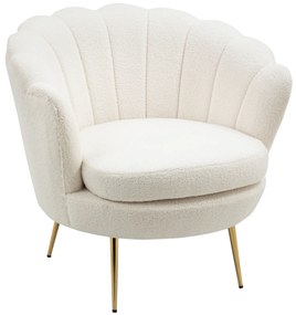 HOMCOM Scaun capitonat în formă de scoică, Scaun de relaxare, Scaun de relaxare, Piciorușe metalice cu aspect de aur, 79L x 77B x 77H cm, Alb | Aosom Romania
