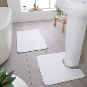 Covorașe de baie albe pentru WC 2 buc. din spumă cu memorie 50x80 cm Anti-Bacterial – Catherine Lansfield