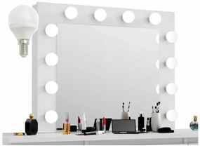Măsuță de toaletă cu oglindă LED Vanessa White