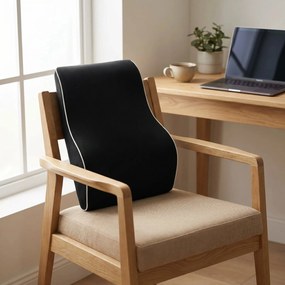Perna lombara memory foam ORTO SPINAL, husa catifea, Negru