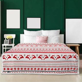 Patura alba de miel de Craciun din microplus RETRO CHRISTMAS Dimensiune: 200 x 220 cm