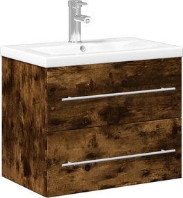vidaXL Dulap pentru chiuvetă de baie lavoar încorporat, stejar fumuriu