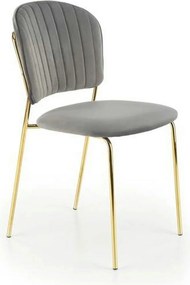 Scaun tapitat K499, gri/auriu, stofa catifelata, 47x56x85 cm