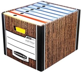 Container de dosar Fellowes Bankers Box Woodgrain 2 buc/pachet, maro