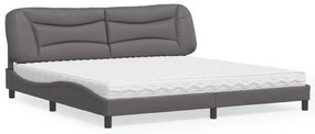 vidaXL Pat cu saltea, gri, 200x200 cm, piele ecologică