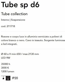 Pendul LED design modern minimalist Tube sp d6 negru