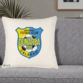 Perna Personalizata AFC Dunarea Calarasi 2005 Fotbal, 40x40 cm, Crem Reliefat, Husa Detasabila, Perna Inclusa, BEKZ®