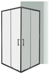 Cabină de duș pătrată Spirit Clear 80x80x180 cm, fără cădiță de duș, neagră