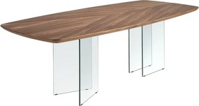 Masa dining design LUX Glass and Walnut 220x110cm