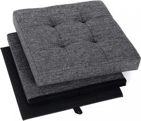 Taburet cu capac si spatiu depozitare, MDF / textil, gri inchis, Songmics