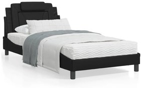 3208075 vidaXL Cadru de pat cu tăblie, negru, 100x200 cm, piele ecologică