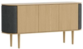 Comodă gri antracit/în culoare naturală joasă cu aspect de lemn de stejar 150x75 cm Treasures – UMAGE