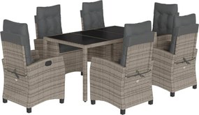 vidaXL Set mobilier de grădină cu perne, 7 piese, gri, poliratan