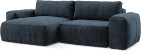 Colțar albastru închis extensibil cu tapițerie din chenille (cu colț pe partea stângă/cu șezlong) Kuki – Makamii