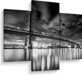 Tablou - Podul Benjamin Franklin, Philadelphia, alb-negru (90x60 cm)