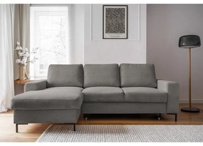 Colțar gri extensibil cu tapițerie din catifea reiată (cu colț pe partea stângă ) Lofty Lilly – Miuform