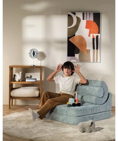 Fotoliu pentru copii verde mentă cu tapițerie din catifea reiată Flipster – Wigiwama