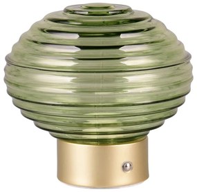 Veioză verde/aurie LED cu intensitate reglabilă cu abajur din sticlă (înălțime 14,5 cm) Earl – Reality
