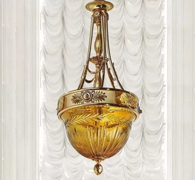 Lustra suspendata clasica LUX realizata manual Amber