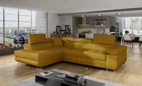 Coltar extensibil stanga 4 locuri, ELTAP, Anton, 272x203x85 cm, lemn/poliester, mustar