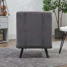 HOMCOM Canapea Extensibilă cu Spătar Reglabil pe 5 Nivele, Canapea Pat Individuală Pliabilă cu Perne, 63x73x81 cm, Gri | Aosom Romania