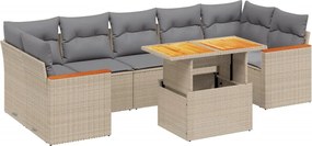 vidaXL Set canapele de grădină, 8 piese, cu perne, bej, poliratan