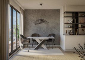 Masă de sufragerie Xalin (gri deschis + Negru) (pentru 4 până la 6 persoane). 1055282