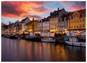 Tablou pe sticlă - Nyhavn, Copenhaga (70x50 cm)