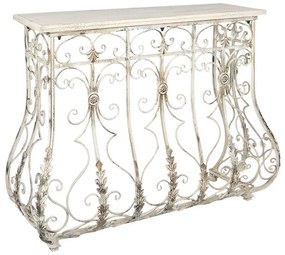 Consola metalica, cu blat din lemn, aspect vintage, Fleurique