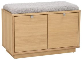 Pantofar gri/în culoare naturală cu bancă cu aspect de lemn de stejar Confetti – Rowico