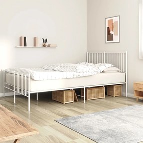 350952 vidaXL Cadru de pat metalic cu tăblie, alb, 160x200 cm
