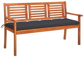 Banca gradina 3 locuri, cu perna, 150 cm, lemn masiv eucalipt Antracit, 150 cm, 1