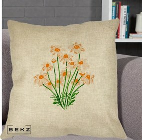 Perna Decorativa Margarete Camp, 40x40 cm, Crem, Husa Detasabila, Perna Inclusa, BEKZ®