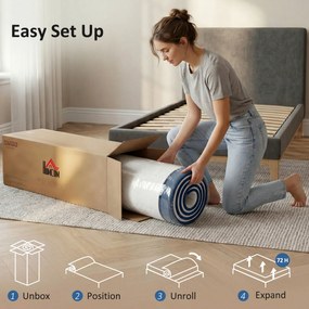 HOMCOM Saltea 90x190 cm, saltea 1 persoană, spumă cu memorie cu ceai verde, husă detașabilă lavabilă, fermitate medie | Aosom Romania