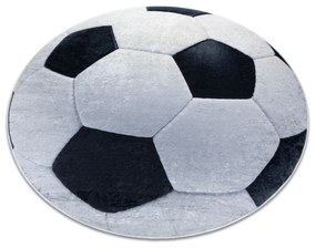 BAMBINO 2139 cerc covor lavabil - Fotbal pentru copii anti-alunecare - negru / alb