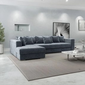 Colțar extensibil dumonde cu ladă de depozitare si sezut confortabil din spuma high-density, Gloria Euphoria Grafit 320x183 cm