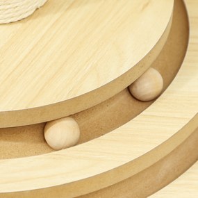 PawHut Copac de zgâriat pentru pisici, 69 cm, stâlp de zgâriat din sisal, traseu cu bile, minge de joacă, jucărie cu pană, design 4-în-1, alb crem | Aosom Romania