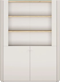 Vitrină cu două uși Elivo 100 cm - cașmir / stejar uleiat