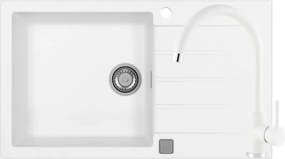 Set chiuveta bucatarie Alveus Cadit 40 alb 86x50 cm si baterie Kati monocomanda